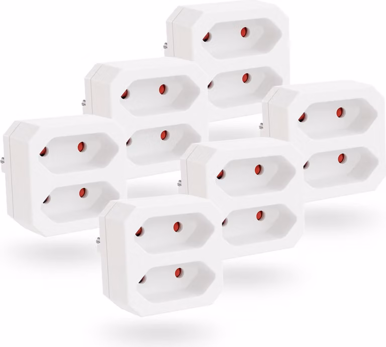 greate 6x spina doppia per presa di corrente 2gang fino a max. 1100W - adattatore per presa di corrente doppia, presa di corrente doppia