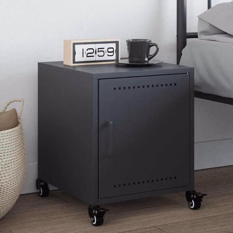 Comodino moderno vidaXL in metallo antracite L: 36 cm, P: 39 cm, H: 43,5 cm