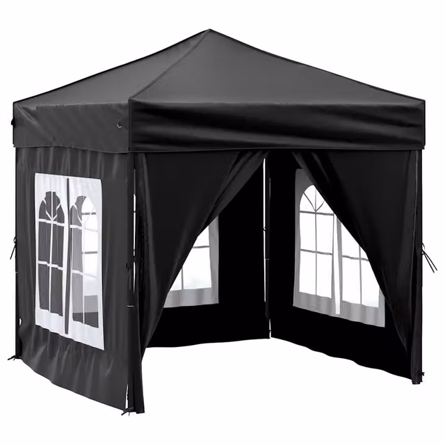 Tenda Gazebo Pieghevole per Feste con Pareti Laterali DESIGN IN Nero L/P: 2 x 2 m