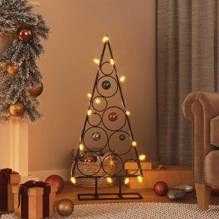 Albero di Natale decorativo moderno vidaXL in metallo nero, altezza: 90 cm