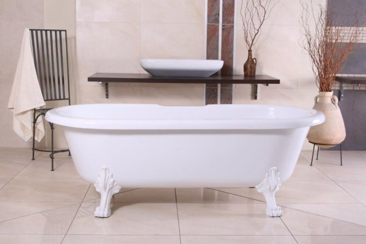 Vasca da bagno freestanding Art Nouveau Milano Bianco/Bianco 176 x 80 x 58 cm, bagno barocco