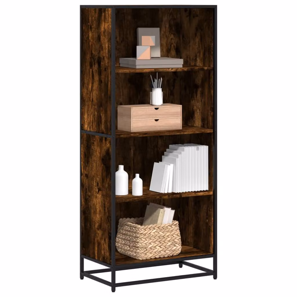 Libreria stile industrial vidaXL in legno e metallo, colore marrone, L: 60 cm, P: 35 cm, H: 139 cm