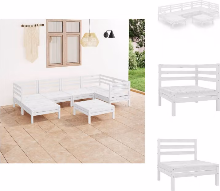 vidaXL set da salotto da giardino 7 pezzi in legno di pino massiccio bianco - Set di mobili da giardino