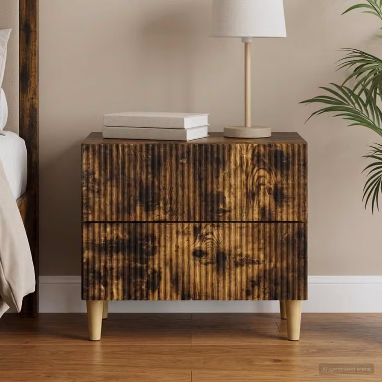 vidaXL Armadio da Notte con Cassetto in Rovere Fumo, L 62 cm x P 34,5 cm x H 48 cm