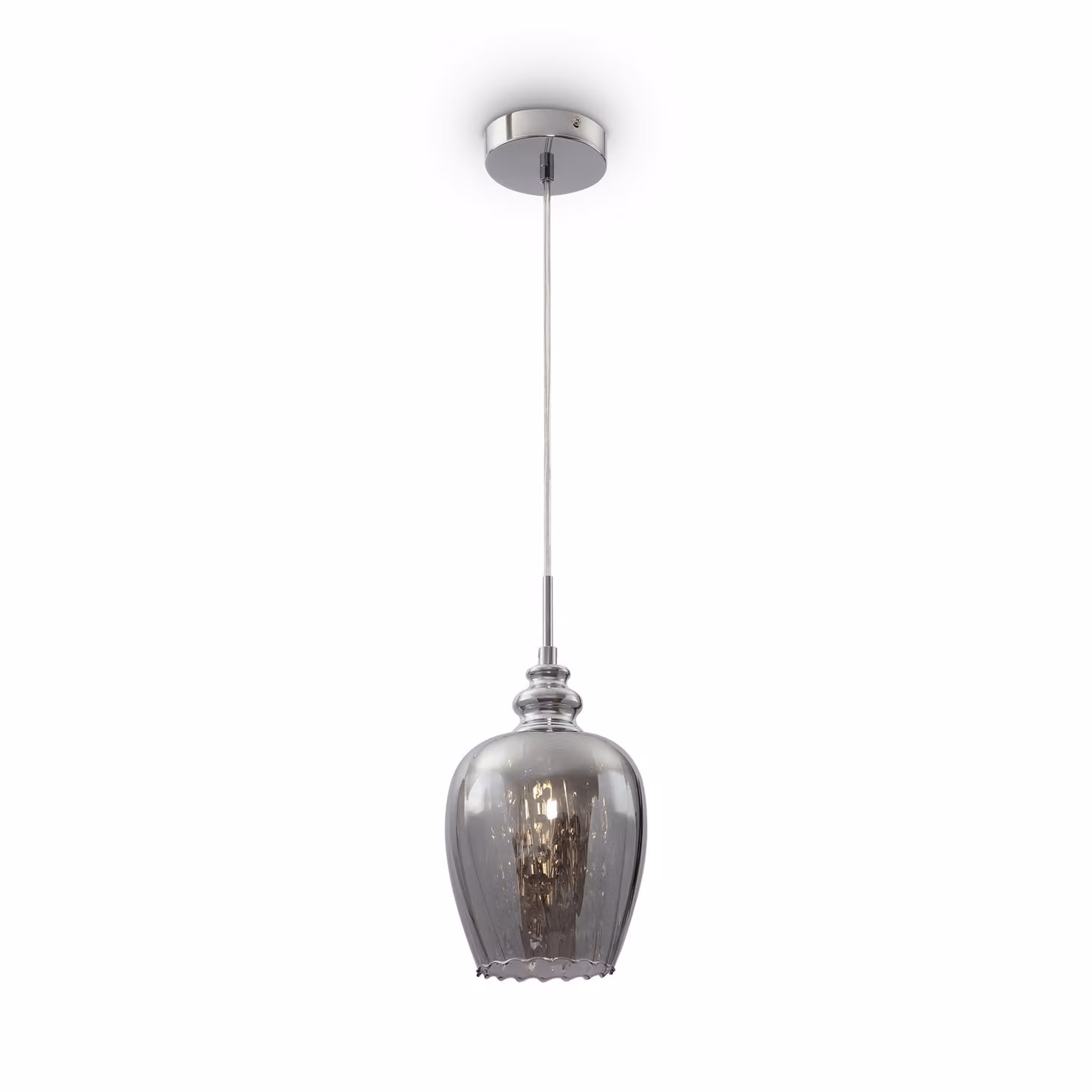 Lampadario A Sospensione Moderno Blues Metallo Argento Vetro 1 Luce E14