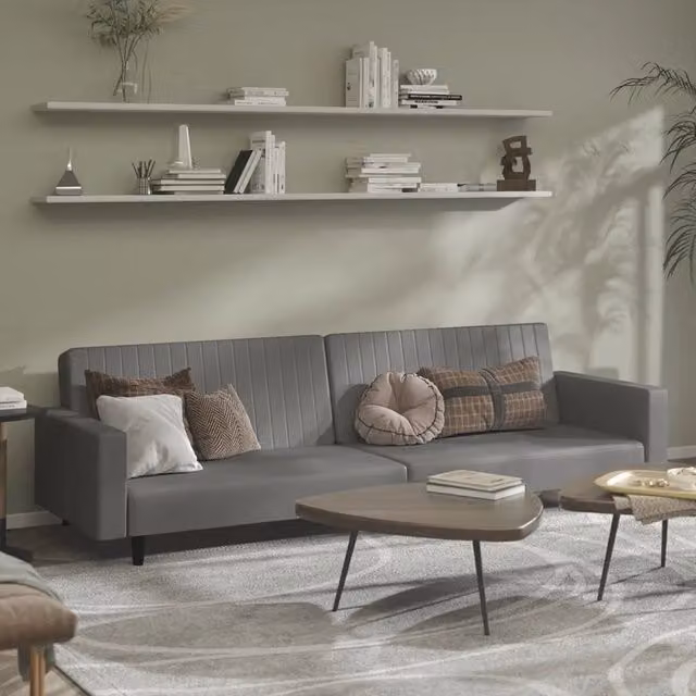 Divano Letto a 2 Posti-Sofa Letto 2 Posti-Daybed Grigio in Similpelle 816716