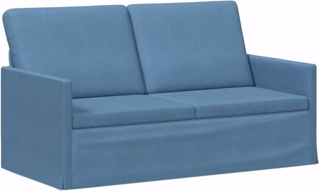 Divano a 2 posti moderno vidaXL in tessuto corduroy blu con struttura in metallo L: 150 cm, P: 81 cm, H: 82 cm – 1
