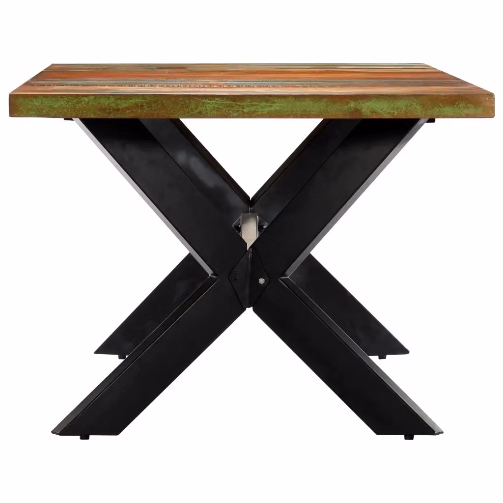 Tavolo da pranzo rettangolare in legno massello multicolore con struttura in metallo stile industrial vidaXL L: 200 cm, P: 100 cm, H: 75 cm – 2