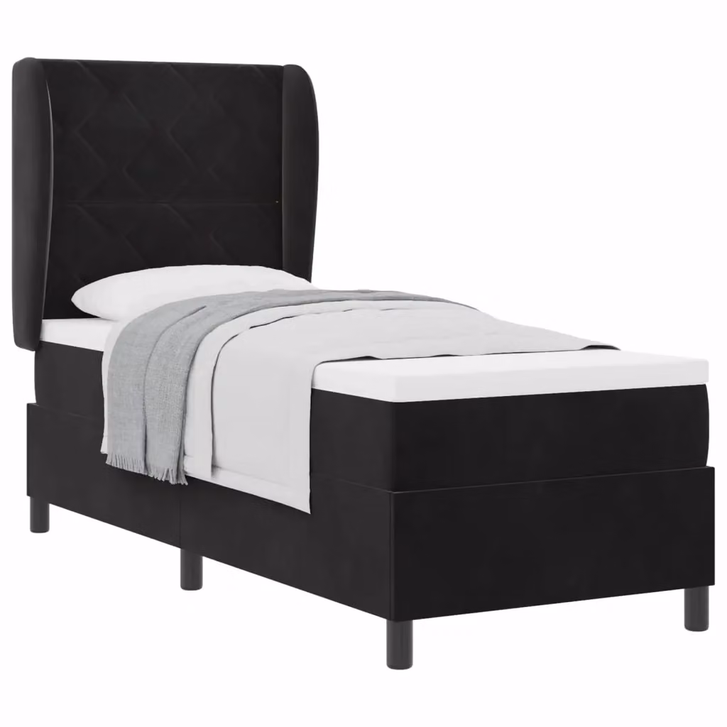 Letto a molle con testiera in velluto nero vidaXL L/P: 200 x 80 cm – 2