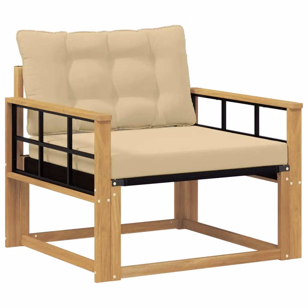 Set di divani da esterno DESIGN IN in legno di acacia massello con sedute in textilene beige e bianco per giardino e terrazza – 2