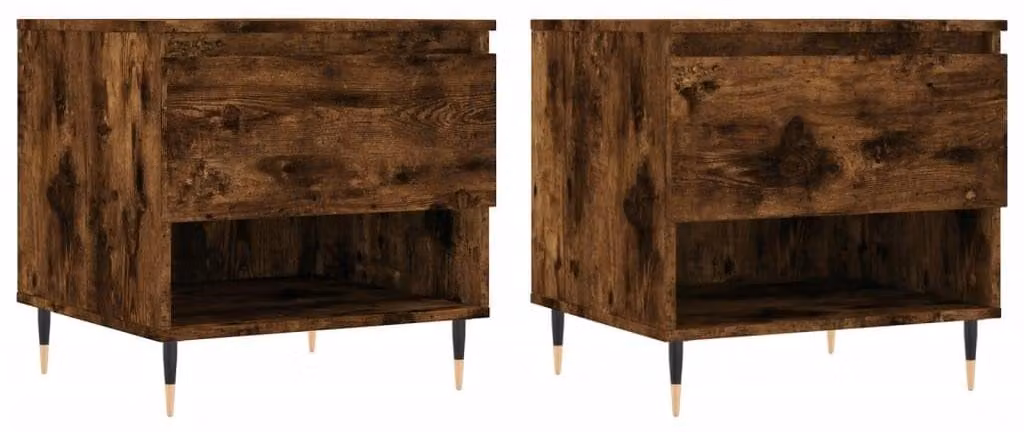 Set di 2 tavolini da salotto in legno con gambe in metallo