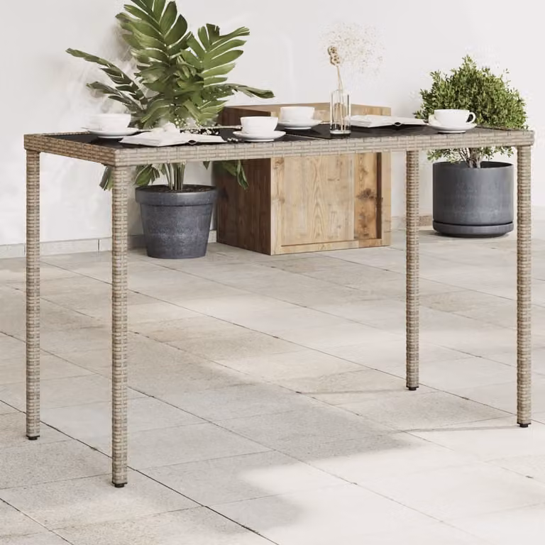 Maison Exclusive - Tavolo da giardino con piano in vetro Grigio 115x54x74 cm Poly Rattan