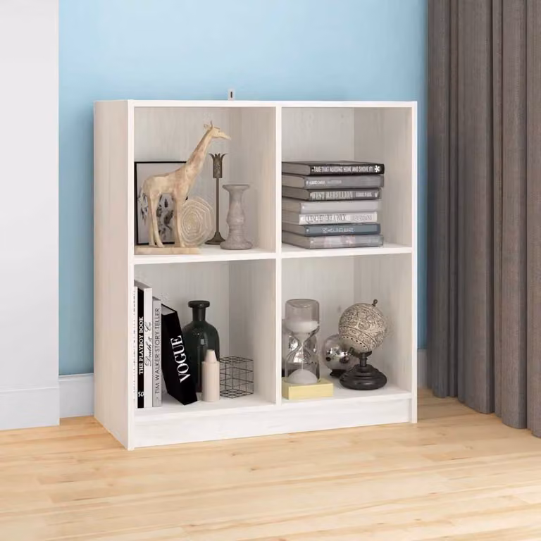 Credenza moderna vidaXL in legno massello di pino bianca L: 70 cm, P: 33 cm, H: 76 cm