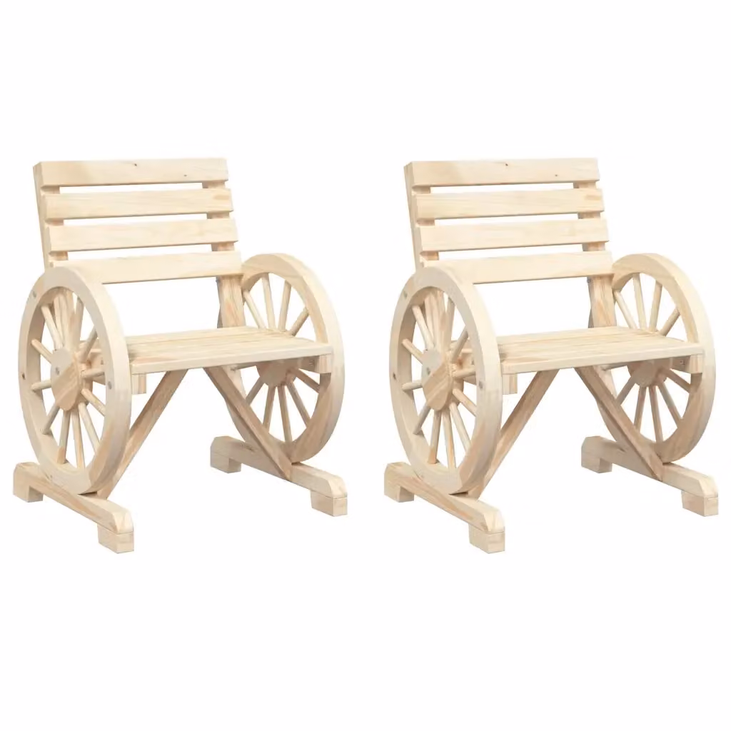 Set di 2 sedie da giardino vidaXL in legno massello di abete beige L/P/H: 58 x 58 x 78,5 cm – 2
