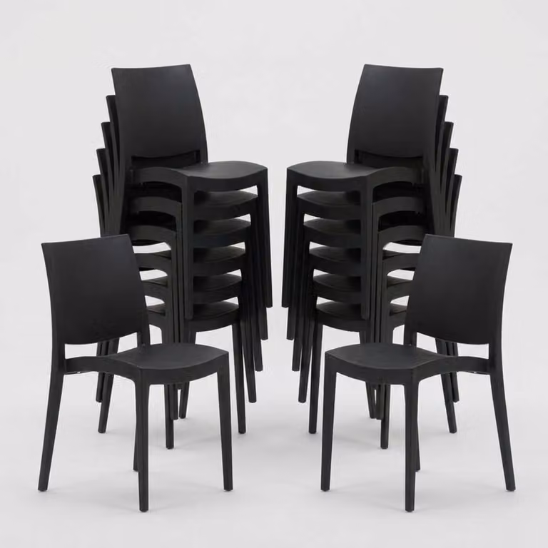set di 24 sedie in polipropilene per ristorante Trieste Grand Soleil - Nero