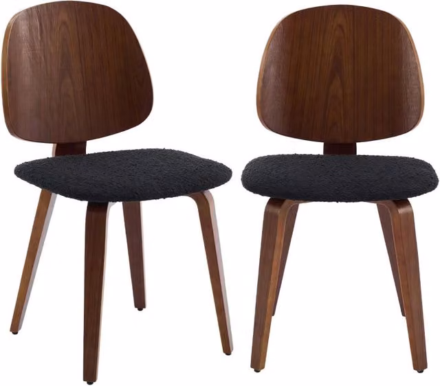 Set di 2 sedie moderne Sweeek in legno e tessuto bouclé nero – 1
