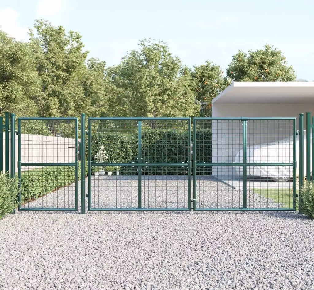 Maison Exclusive - Cancello da giardino a maglie, verde, 400x125 cm, acciaio zincato