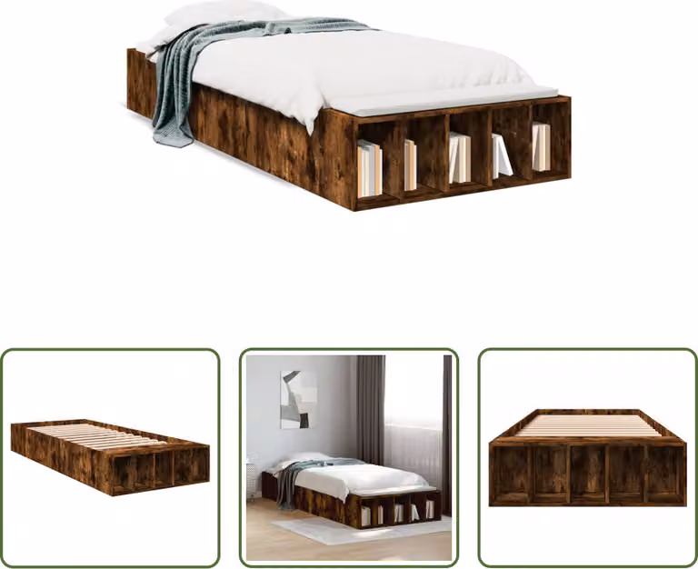 The Living Store struttura letto in rovere fumé 90x190 cm materiale a base di legno