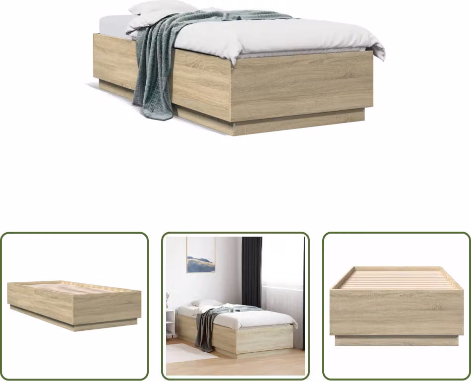 The Living Store struttura letto rovere Sonoma 90x200 cm materiale a base di legno