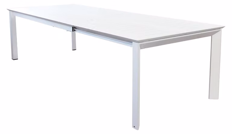 Milani Home - tavolo da giardino allungabile, alluminio, 10 posti, bianco, piano 200/300 x 110 cm, linea Kirk