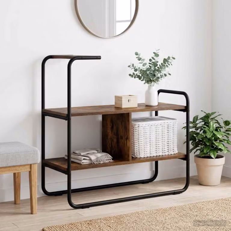 vidaXL Tavolo consolle moderno in rovere fumo, L 80 x P 35 x H 75 cm