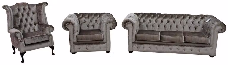 Chesterfield Sofagarnitur Leder Chesterfield Komplett Set Sofa Couch 445