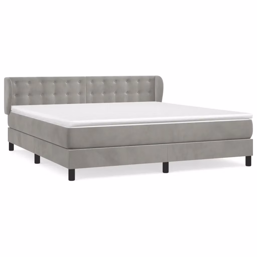 Letto a molle con materasso ibrido vidaXL in velluto grigio e bianco L/P: 160 x 200 cm – 2
