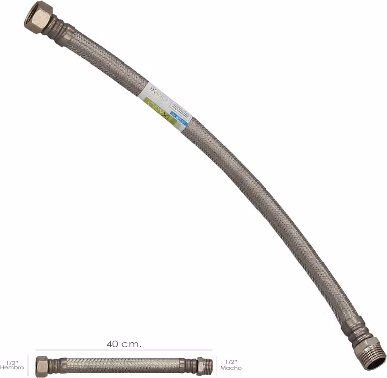 Tubo flessibile in acciaio inox Thermo Maschio 1/2" - Femmina 1/2" Lunghezza 400 mm