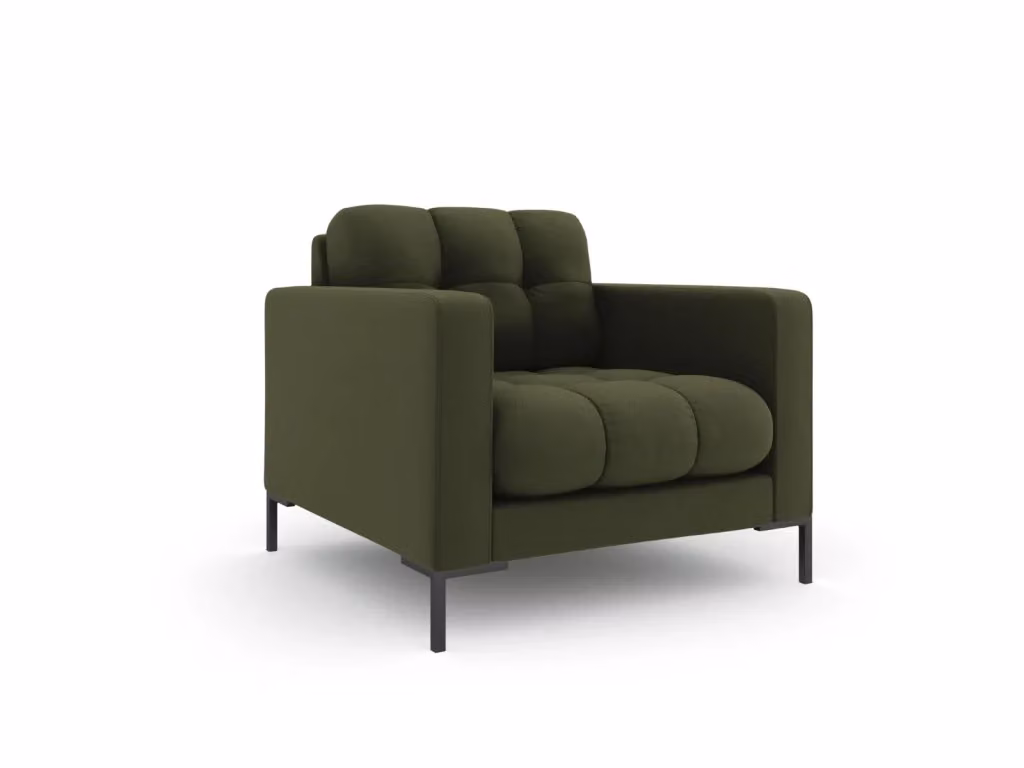 Poltrona Bali Cosmopolitan Design in tessuto verde con struttura in metallo e braccioli – 2