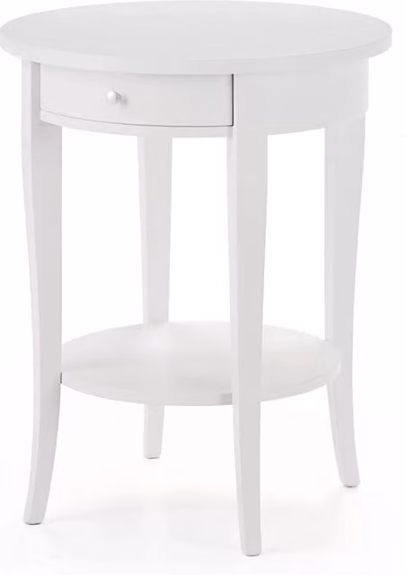 Tavolino rotondo classico legno bianco 50x50x62 - Mobili 2G