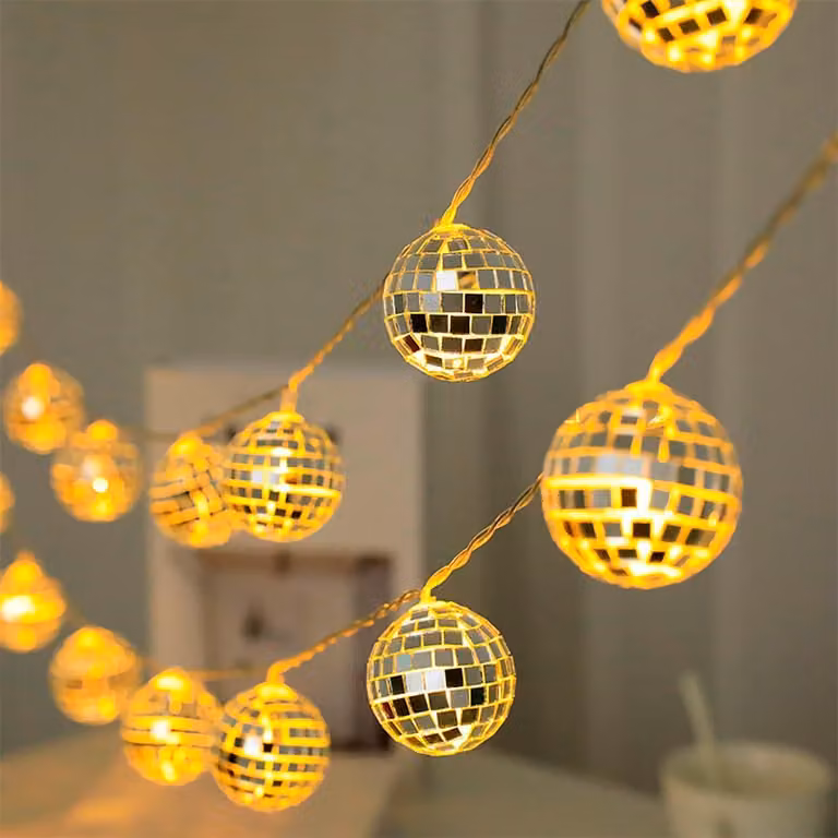 Catena luminosa con sfera disco, 3 metri, 20 LED, multicolore, grado di protezione IP44
