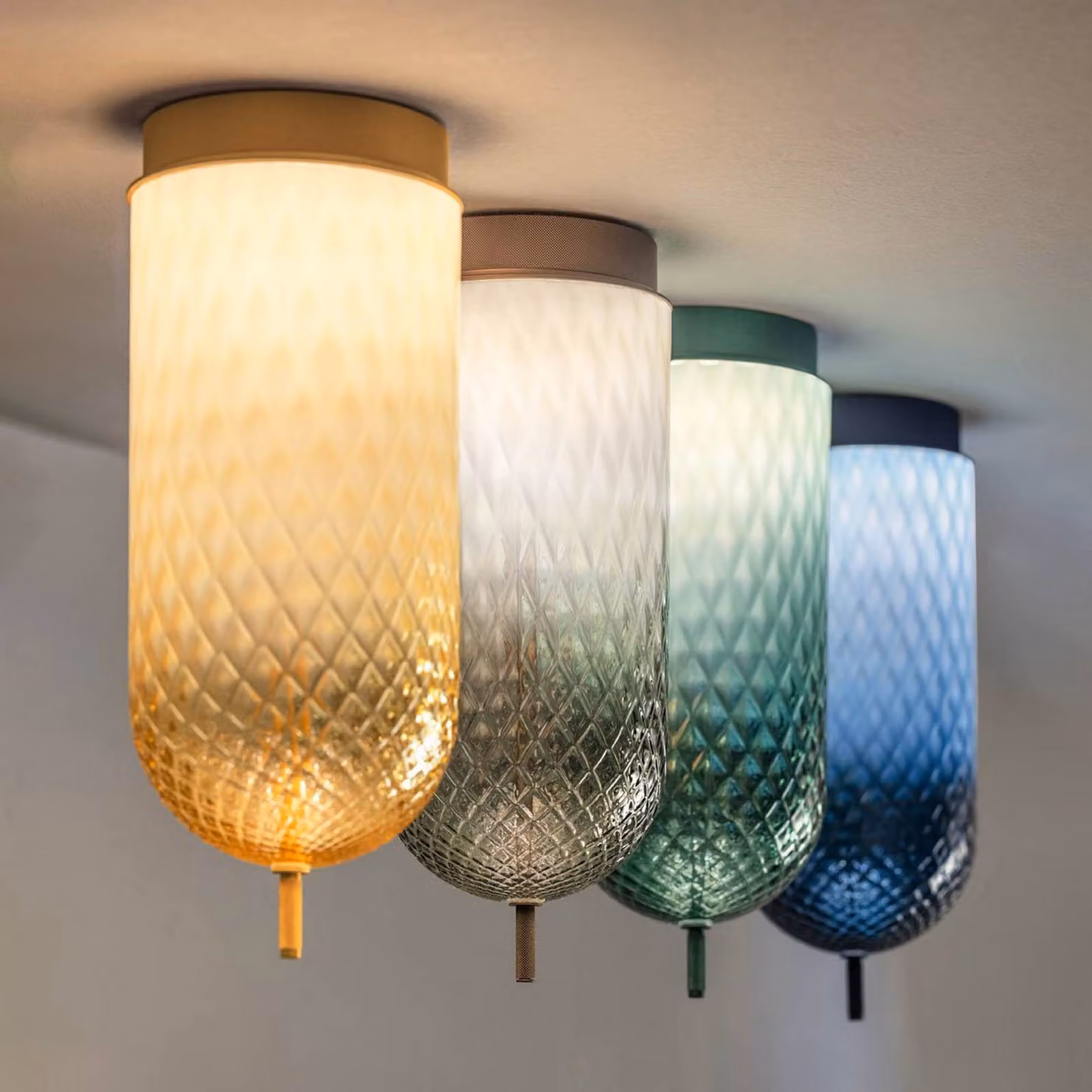 OLEV Plafoniera a LED Curuba, Crema / Ambra, Soggiorno / Sala da pranzo, Vetro, Design, Plafoniera LED