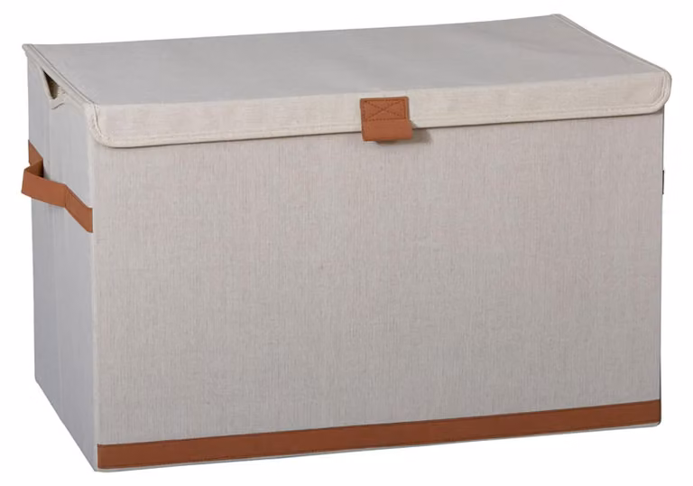 Scatola portabiancheria Madelyn coperchio legno 62x38x39 cm