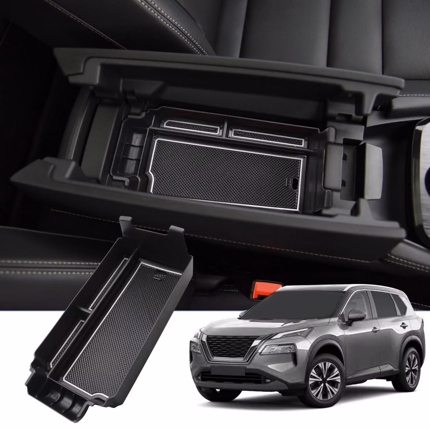 Contenitore portaoggetti per la console centrale, compatibile con Nissan X-Trail T33, quarta generazione, dal 2022 al 2026, realizzato in plastica ABS, colore bianco