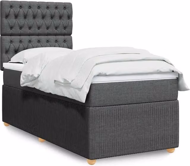 Letto Ibrido con Giroletto a Molle e Materasso vidaXL, Colore Grigio e Bianco, L/P/H: 90 x 200 x 150,5 cm