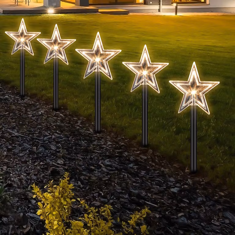 Jopassy LED bastoncini luminosi stelle set di 5 stelle Luci di Natale Albero di Natale LED bastoncini luminosi stelle luci fiabesche
