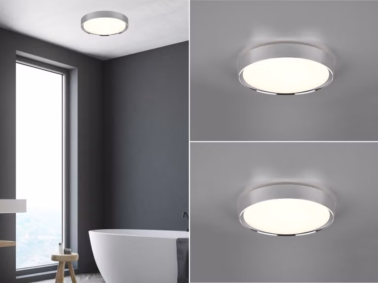 Set di plafoniere a LED argento Ø33 cm per bagno, bagno degli ospiti e ambienti umidi