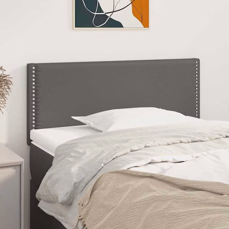 Testiera per letto imbottita vidaXL in similpelle grigia, L: 80 cm, P: 5 cm, H: 78-88 cm
