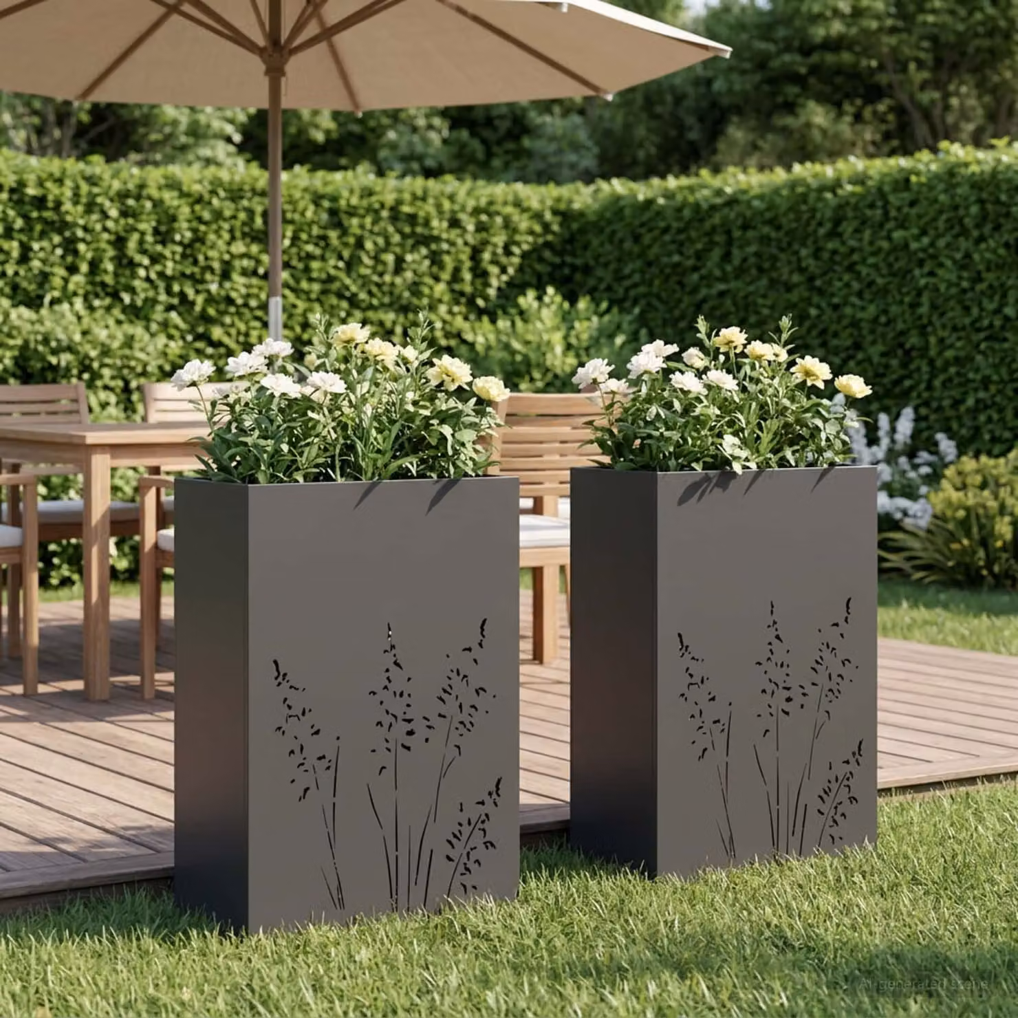Set di 2 vasi da giardino vidaXL in metallo, colore nero o antracite, L/P/H: 50 x 30 x 75 cm