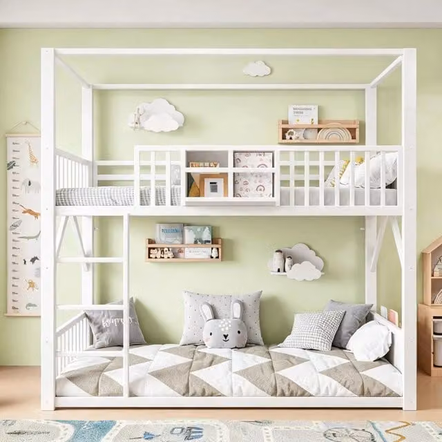 letto a castello metallo bianco 96 x 204 cm