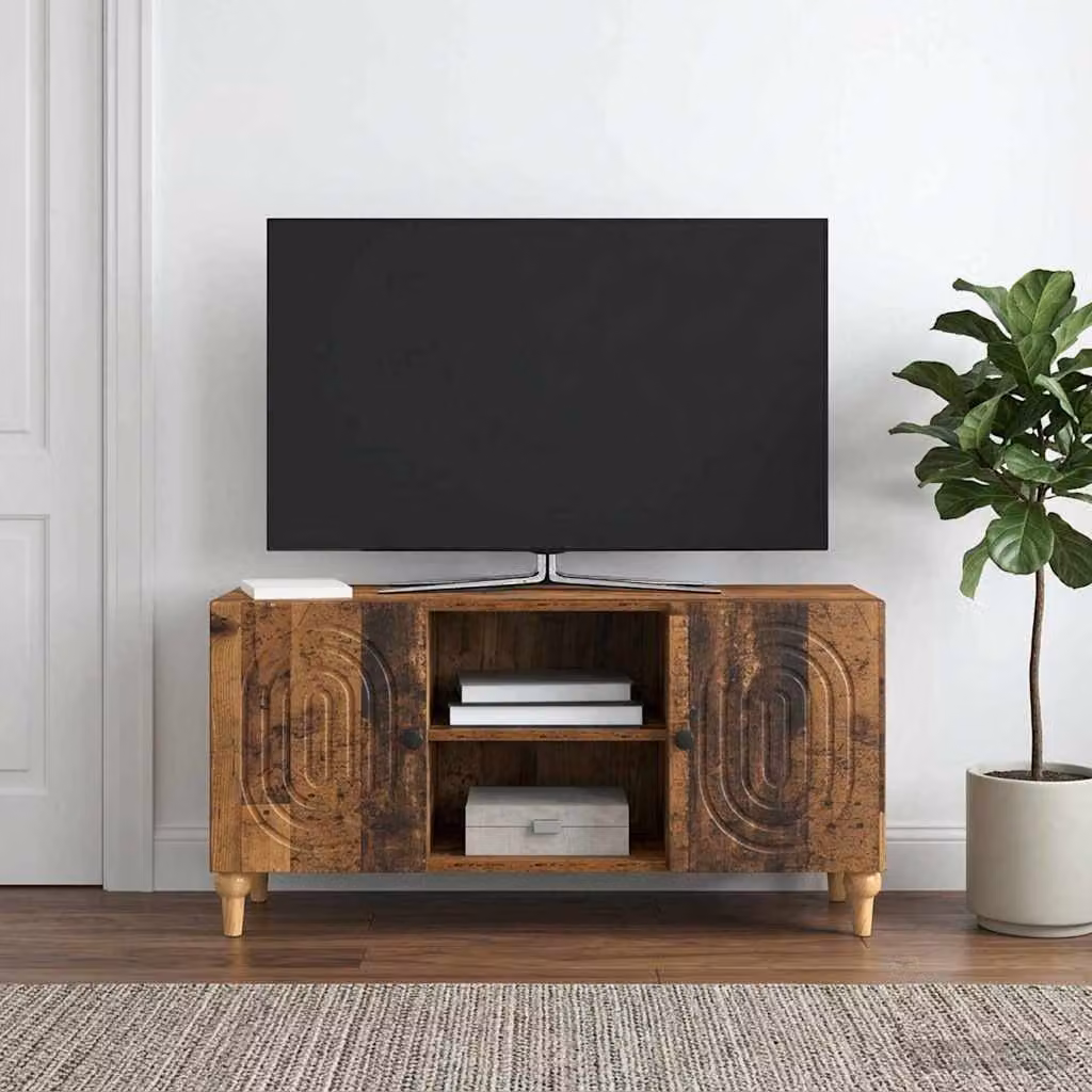 Mobile TV vidaXL in legno antico marrone con scomparti multimediali L 102 cm x P 34,5 cm x H 50 cm