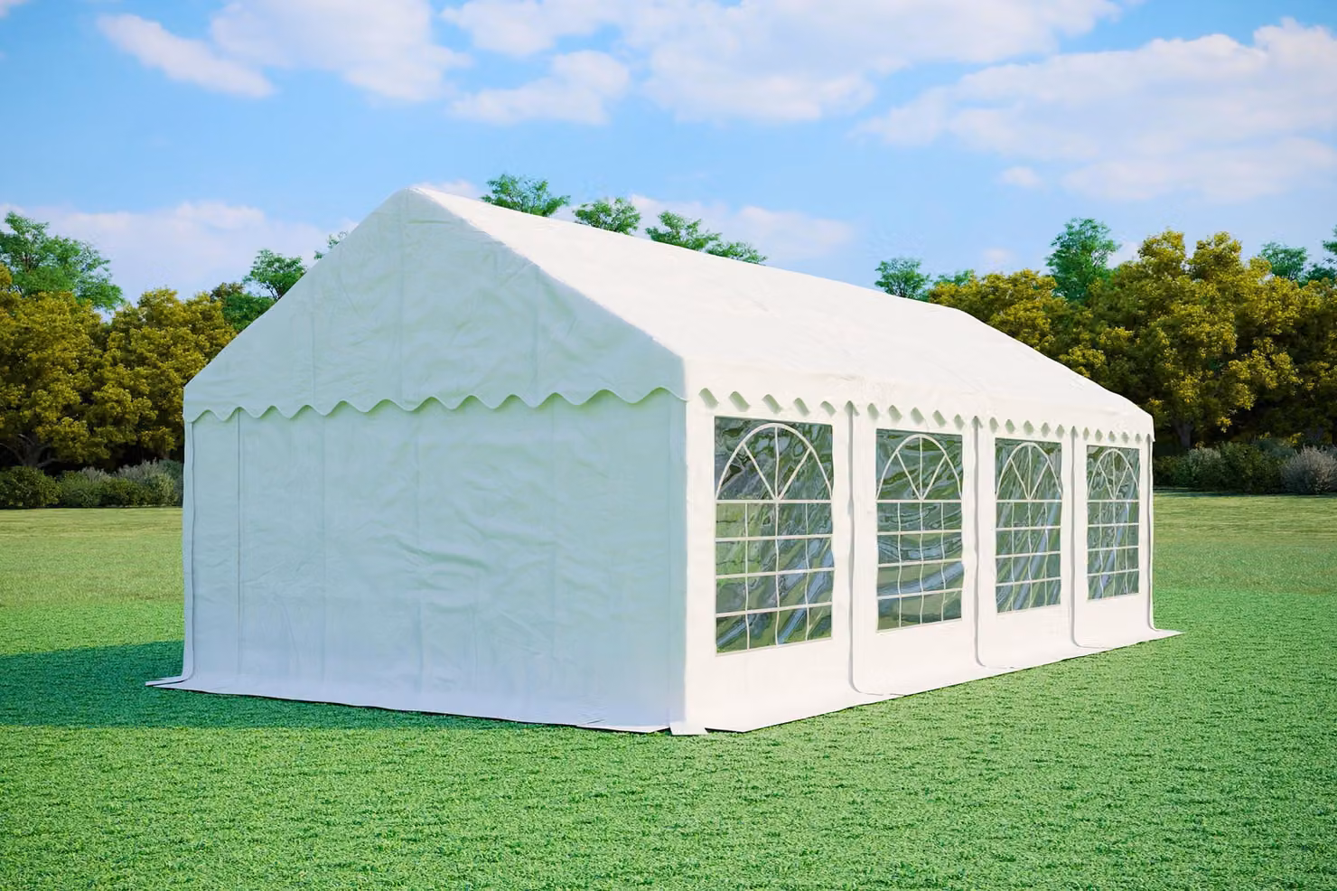 Tenda per eventi 4x8 metri, PVC PREMIUM, 500 g/m² - Bianca