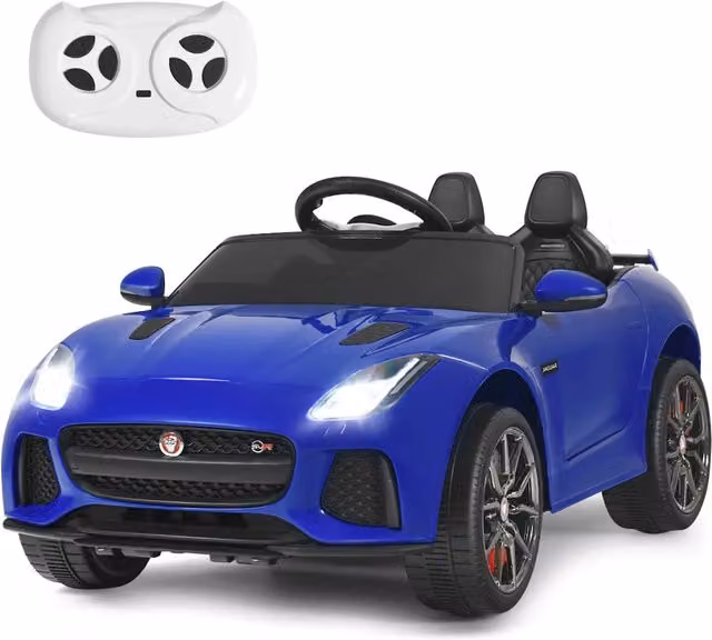 Auto elettrica Jaguar per bambini con telecomando 2.4G, colore blu, L 107,5 cm x P 66 cm x H 50 cm
