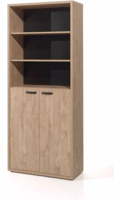 Biblioteca da ufficio DEPÉ – 2 porte e 5 scaffali – Rovere dorato – L90 x H216 x P40 cm