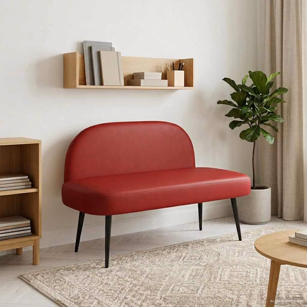 Panchina imbottita con schienale vidaXL in ecopelle rossa per soggiorno e ingresso L/P/H: 110 x 60 x 76 cm