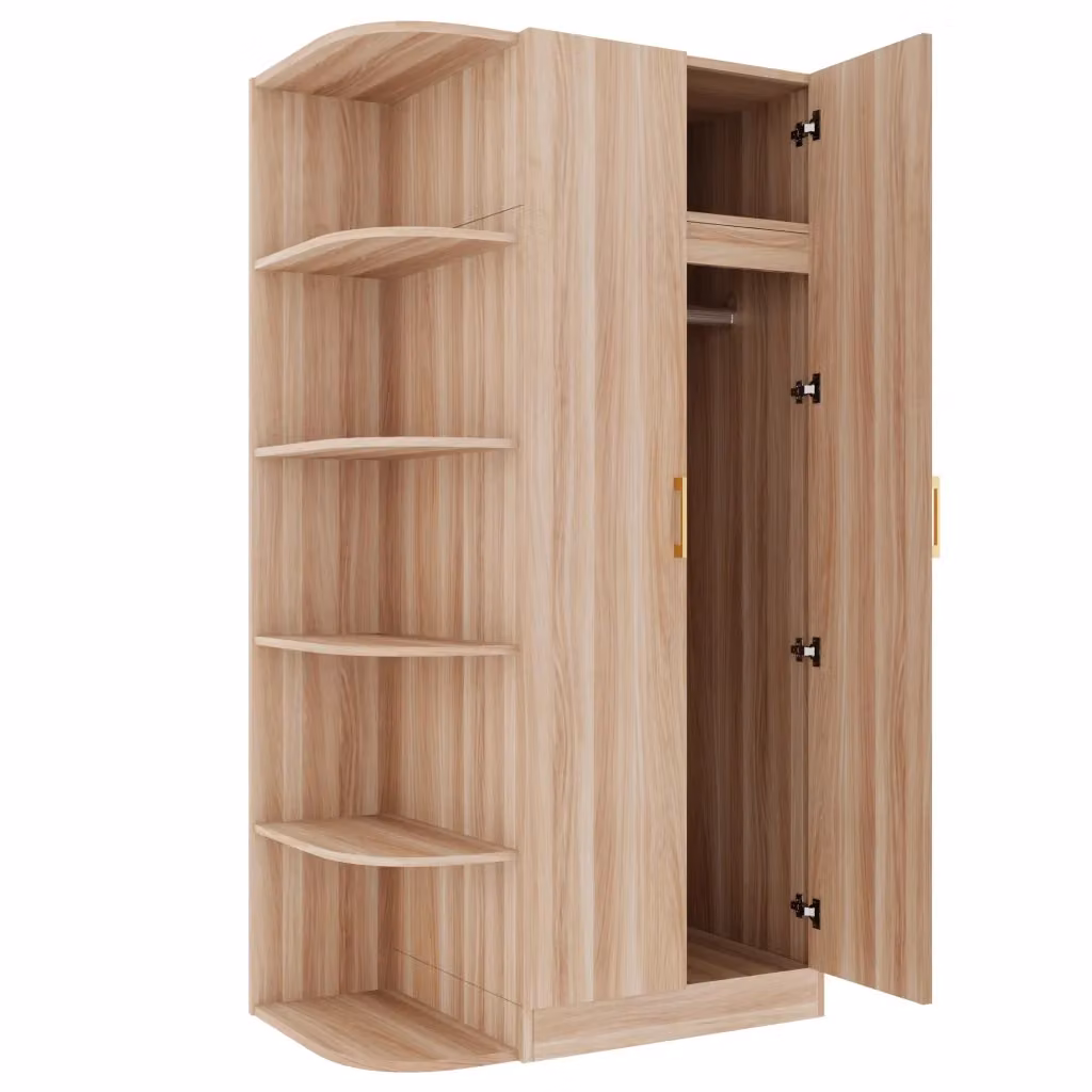 Armadio moderno con 2 ante, ripiani e cassetti integrati per camera da letto o ufficio, colore marrone, L: 90 cm, P: 55 cm, H: 170 cm – 2