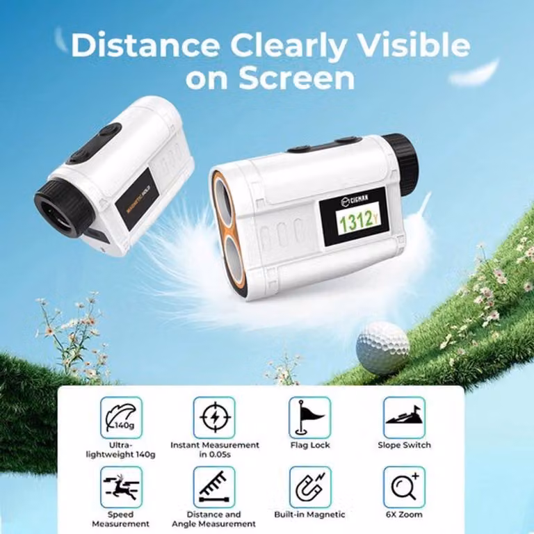 Telemetro da golf - Portata di 1312 metri - Ingrandimento 6x - Ricaricabile e impermeabile