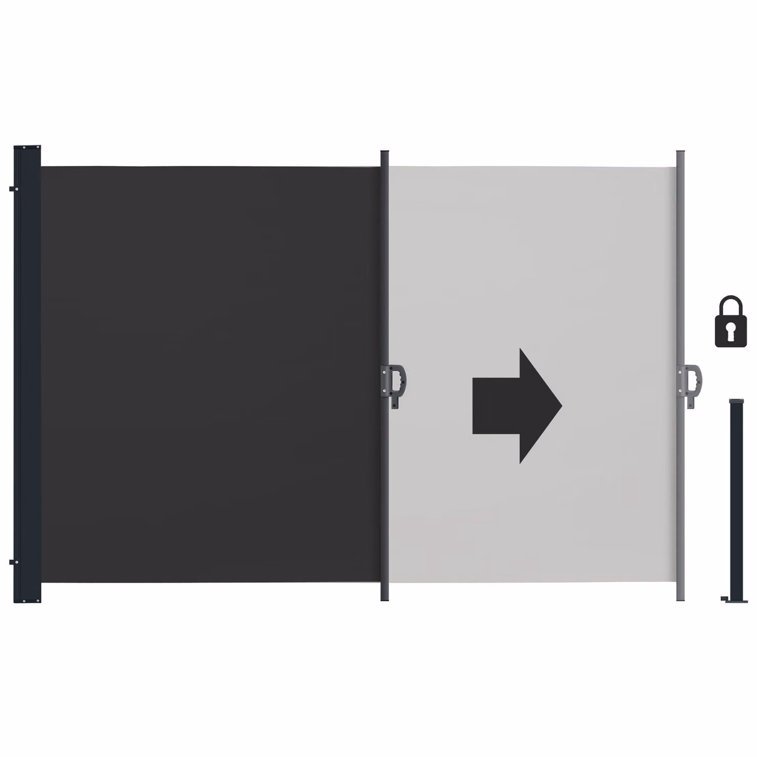 Tenda laterale oscurante tectake con meccanismo a rullo, montaggio a parete, in acciaio e poliestere, colore nero, L: 300 cm, H: 160 cm, P: 9 cm – 2