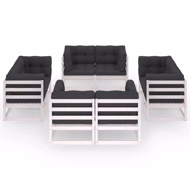 Set Divani da Giardino 8 pz con Cuscini Legno Massello Pino 3076335