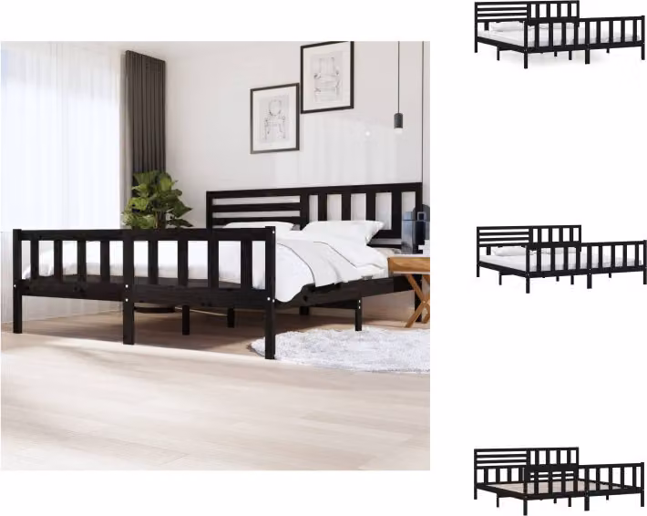 vidaXL Letto in legno massiccio nero 200x200 cm - Letti & reti